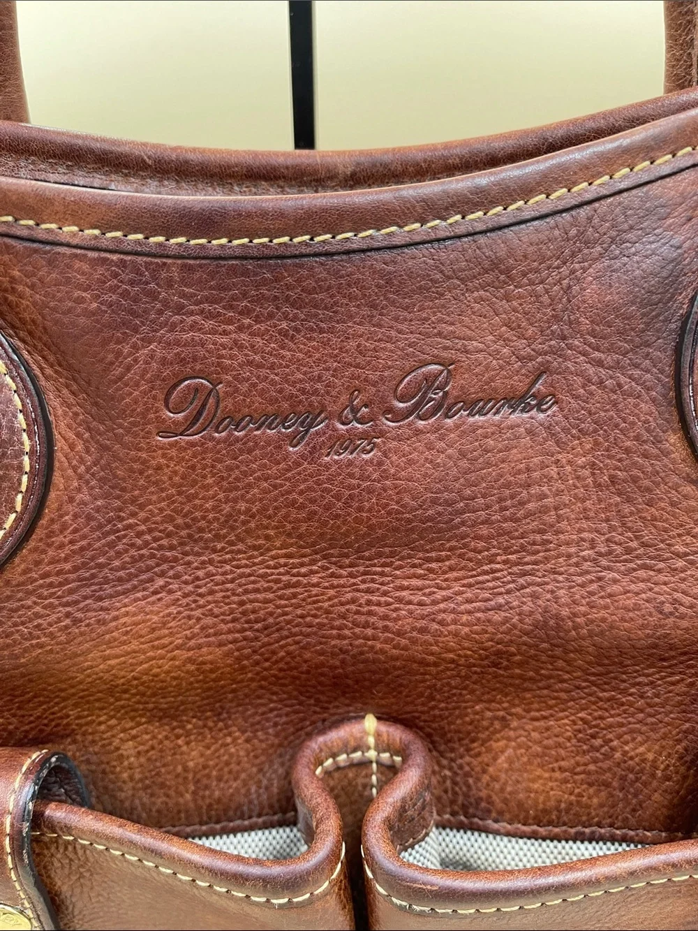 Dooney & Bourke Brown Florentine Vacchetta Leather Dual-Pocket Tote